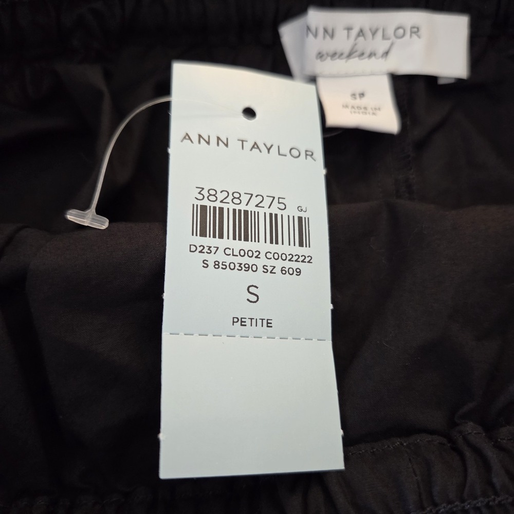 Ann Taylor Weekend sz SP black midi pullon skirt NWT 100% cotton casual everyday - Picture 8 of 10